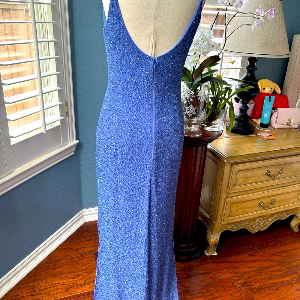 Michelangelo periwinkle beaded embellished evening gown/prom/wedding - Picture 9 of 13
